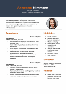 แบบฟอร์มเรซูเม่ฟรี